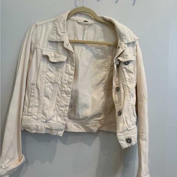 Free People Women's Cream Denim Jacket - Picture 5 of 7